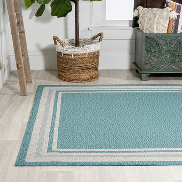 James Modern Border Stripe Indoor/outdoor Area Rug